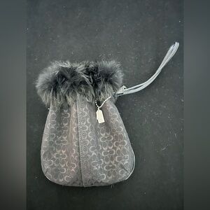 Extremely Rare Signature Coach Black Genuine Fur-Trimmed Bag